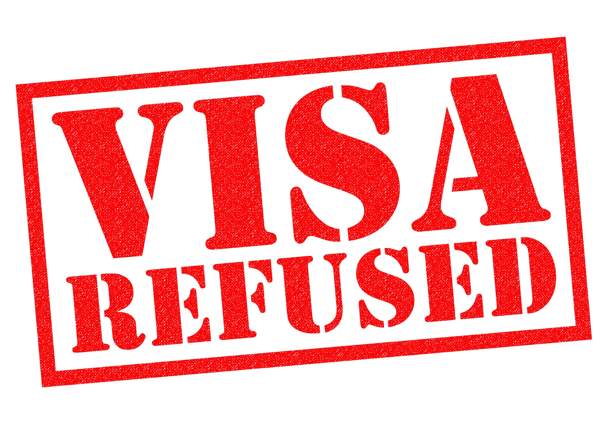 VISA REFUSED red rubber Stamp over a white background.
